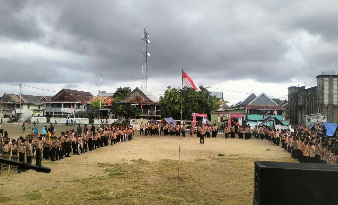 Foto dokumentasi perkemahan anak pramuka di pulau kambuno